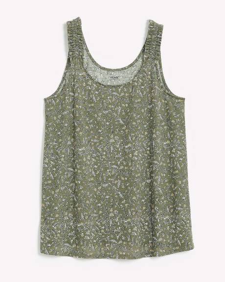 Camisole avec encolure en U et bretelles élastiques, mélange de lin