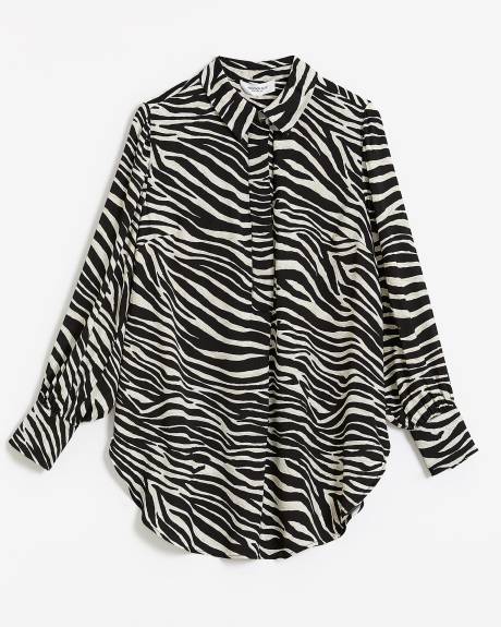 Zebra Print Tunic with Jewel Buttons - Addition Elle