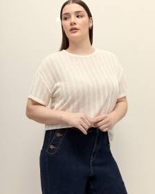 Crochet Knit Crewneck Top - Addition Elle