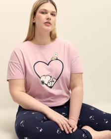 Haut de pyjama lilas à manches courtes avec imprimé de Snoopy
