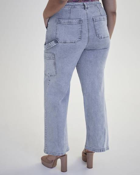 Jean menuisier à jambe évasée, délavé pâle, tissu responsable - Addition Elle