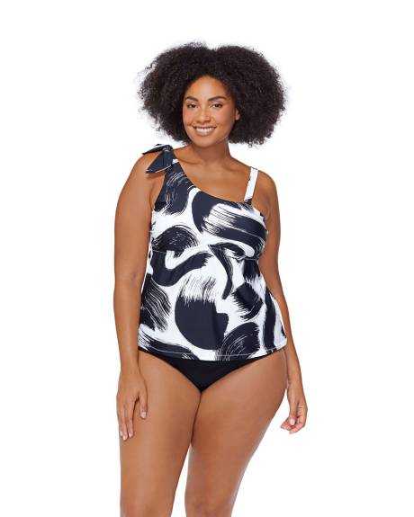 Haut tankini Marita, motif de coup de pinceau - Raisins Curve