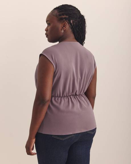 Extended-Sleeve V-Neck Knotted Blouse - Addition Elle