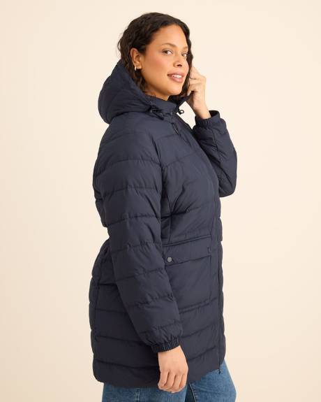Long Packable Jacket with Removable Hood