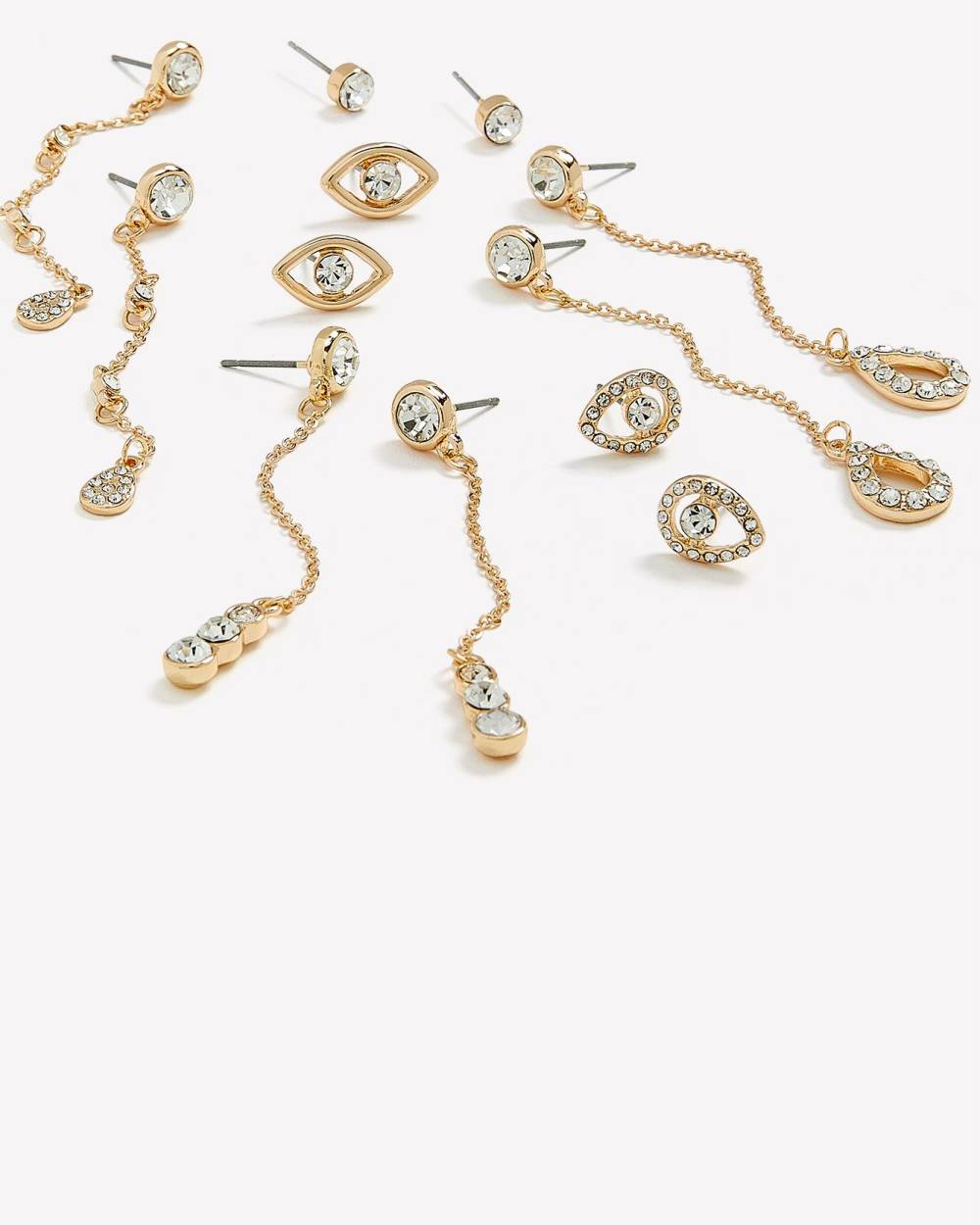 Assorted Stud and Drop Earrings with Crystal Stone, Set of 6 Penningtons