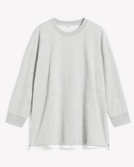 Sweatshirt with Poplin Sleeves and Back