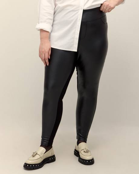 Legging en faux cuir et pointe de Rome, tissu responsable - Essentiels PENN.