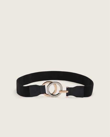 Two-Tone Buckle Elastic Waist Belt - In Every Story
