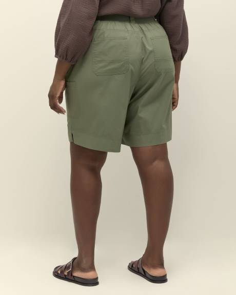 Cotton Bermuda with Ribbed Waistband
