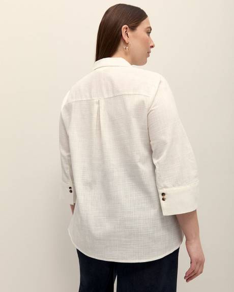 Cotton Blend Buttoned Down Shirt - Addition Elle