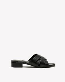 Extra Wide Width, Crisscross Slip-On Sandal with Low Block Heel