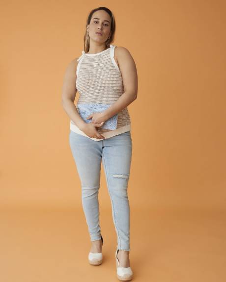 Sleeveless Crochet Sweater Tank Top - Addition Elle