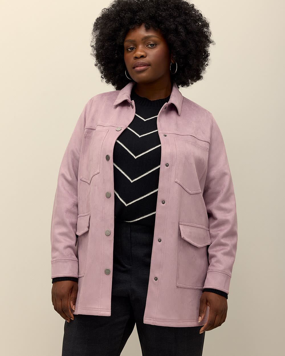 Veste chemise boutonnee en suede synthetique Penningtons