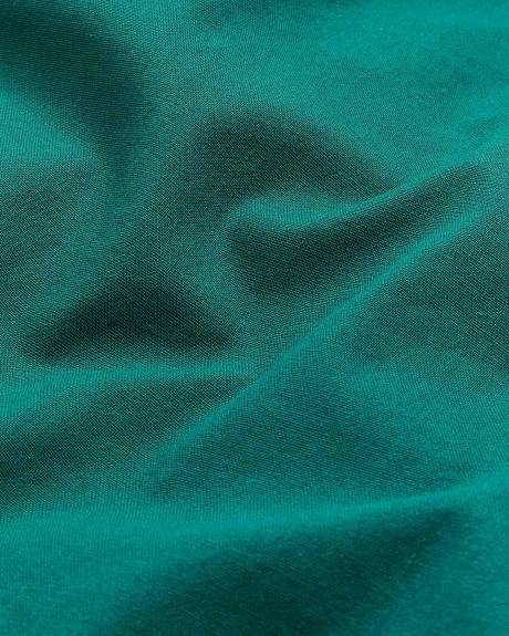 Blue-Green Off-the-Shoulder Sweet Paradise Linen Dress - City Chic