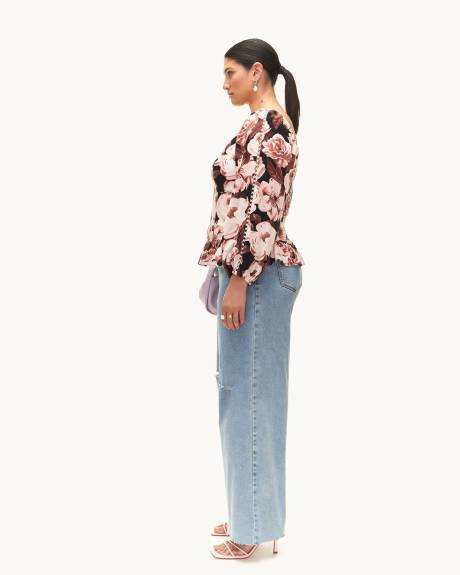 Blouse à encolure en coeur et dos à smocks - Addition Elle