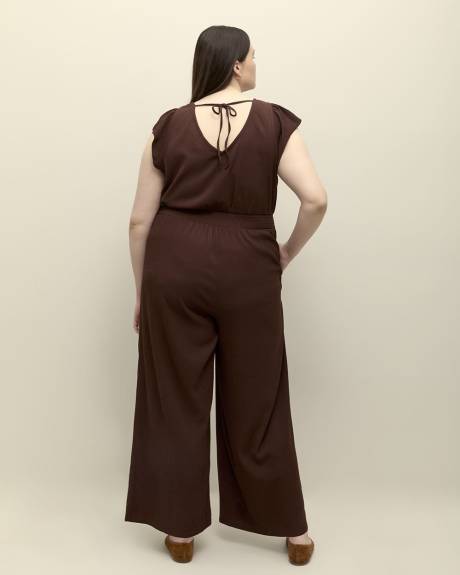 Textured Knit Wide-Leg Maxi Jumpsuit