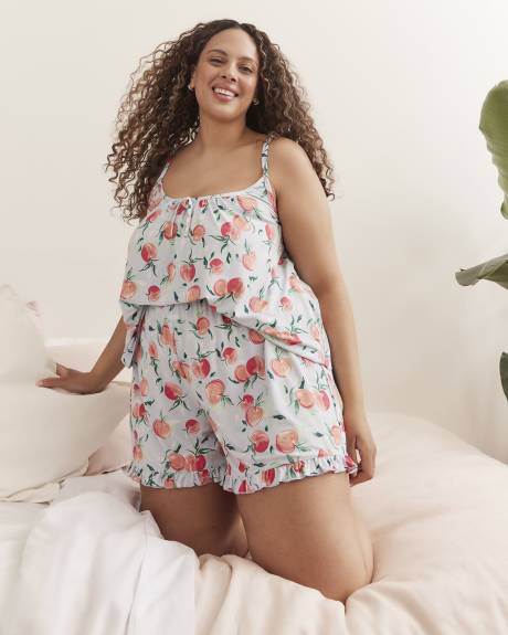 Short boxer à motif de fruits avec ourlet à franges, tissu responsable - ti VOGLIO