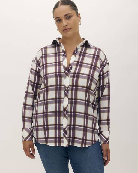 Buttoned-Down Plaid Shirt - Addition Elle