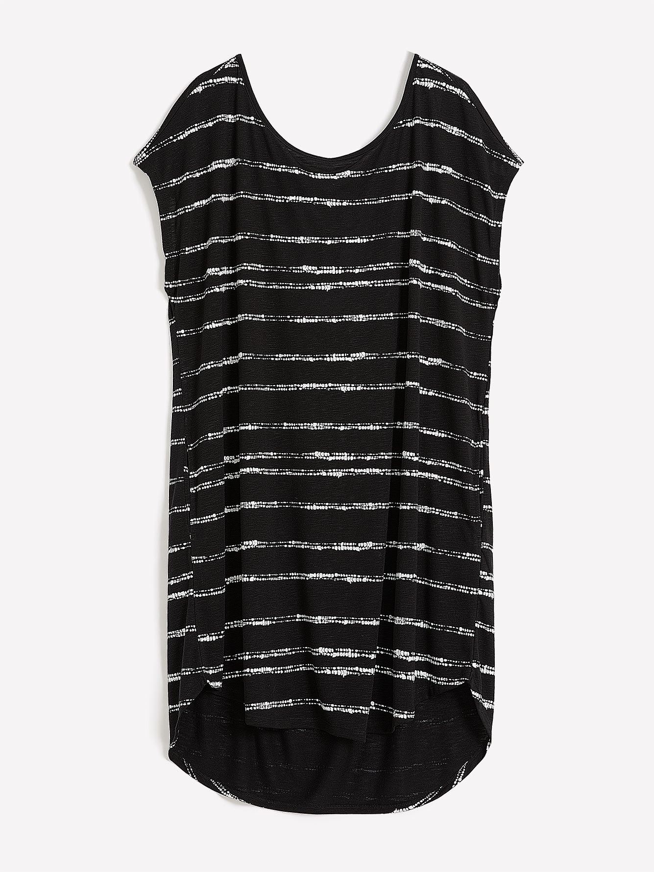 Black Knotted Stripe Knit Cover-Up Dress | Penningtons