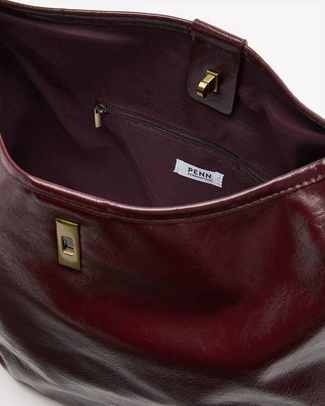 Dark Red Crinkle Shiny Tote Bag