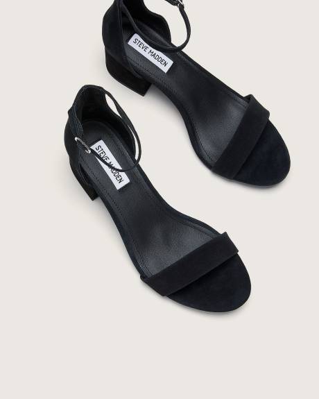 Wide Width, Irene Black Suede Block Heel Sandal - Steve Madden