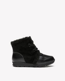 Extra Wide Width, Black Lace-Up Faux Suede Winter Boot Extra Wide Width, Black Lace-Up Faux Suede Winter Boot