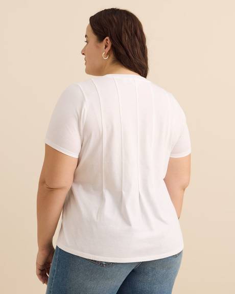 Short-Sleeve Pintuck Knit Top