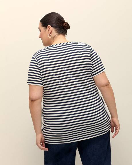 T-shirt bleu rayé, coupe boyfriend - Essentiels PENN.