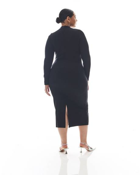Black Mock-Neck Knit Midi Dress - Addition Elle