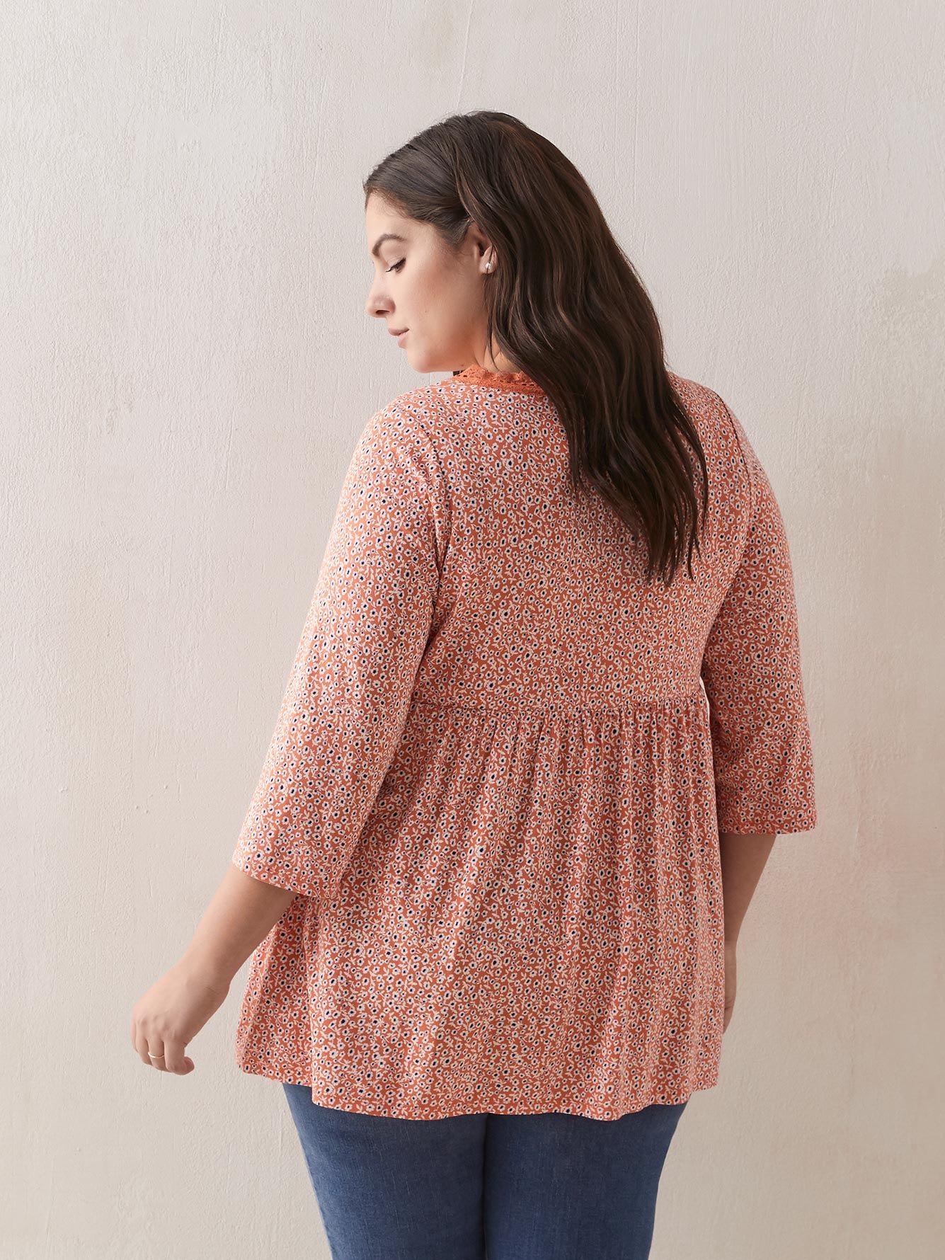 Printed Babydoll Tunic Top In Every Story Penningtons