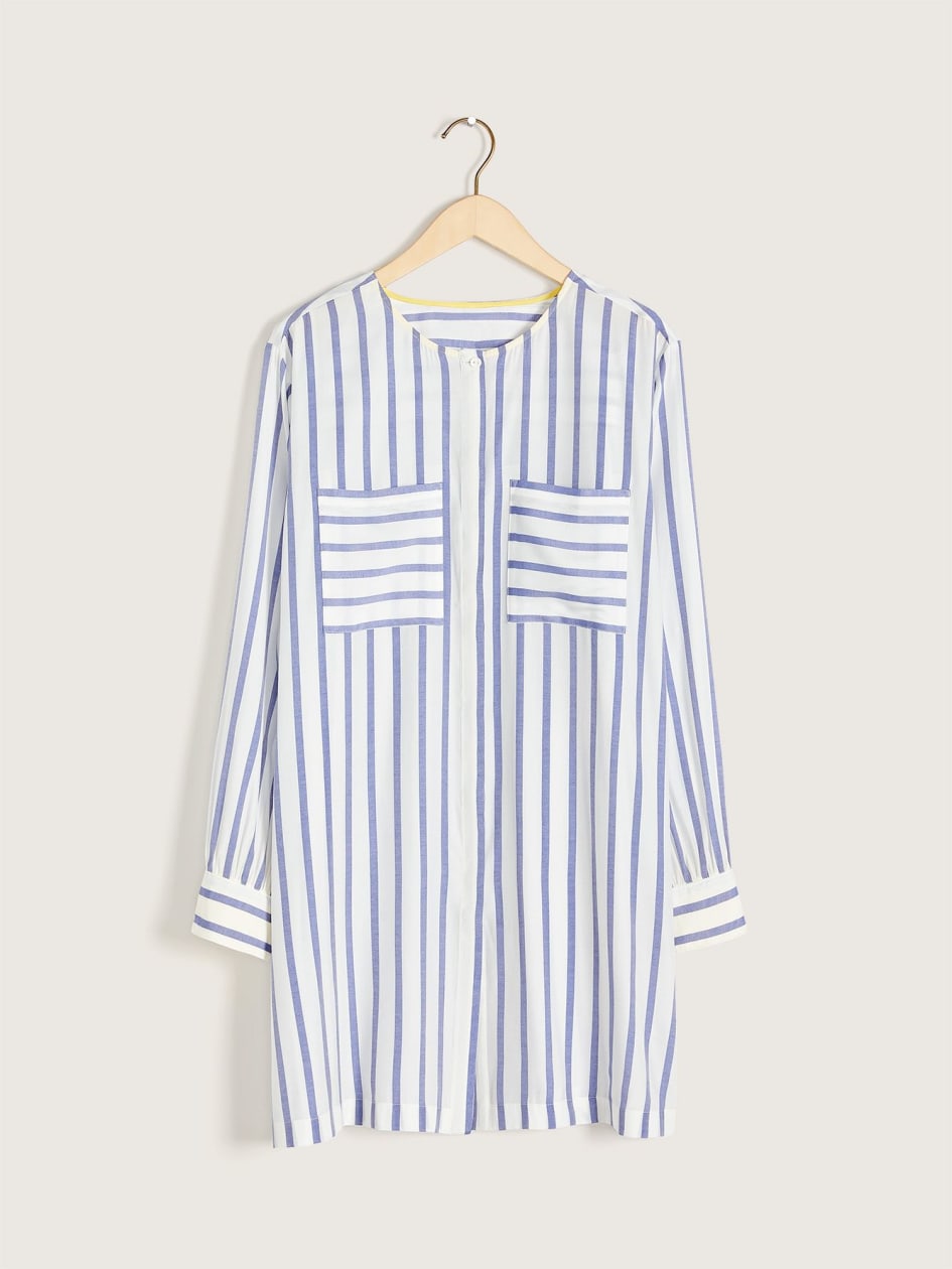 Striped Long-Sleeve Tunic Blouse - Addition Elle