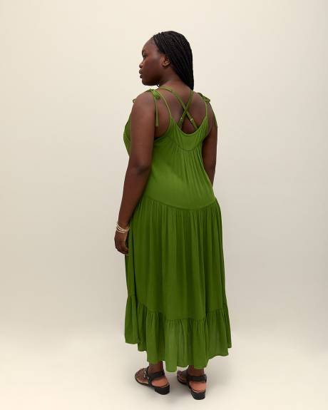 Long Crinkle Swim Cover-Up Dress
