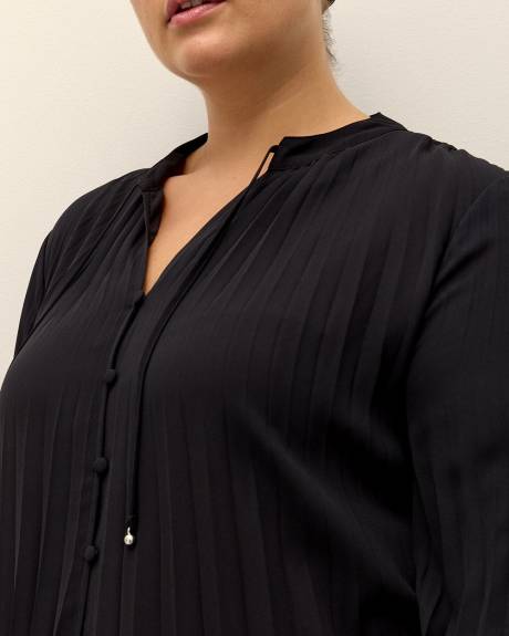 Responsible, Silky Pleated Buttoned Down Blouse
