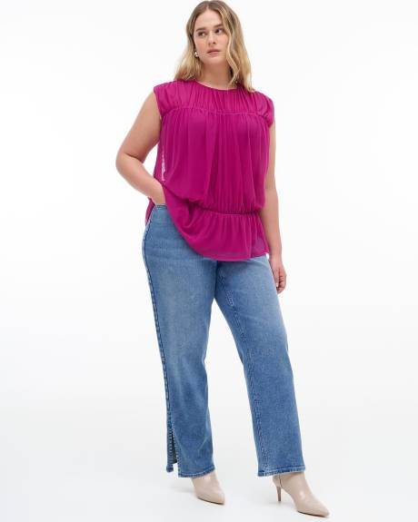 Sleeveless Plissé Top with Bustier Effect - Addition Elle