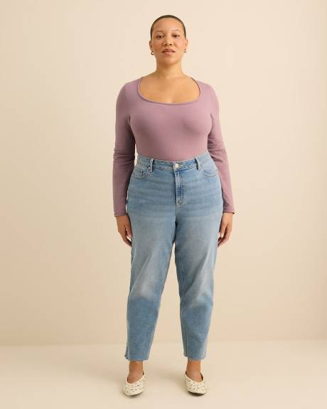 Rounded-Neck Long-Sleeve Top - Addition Elle