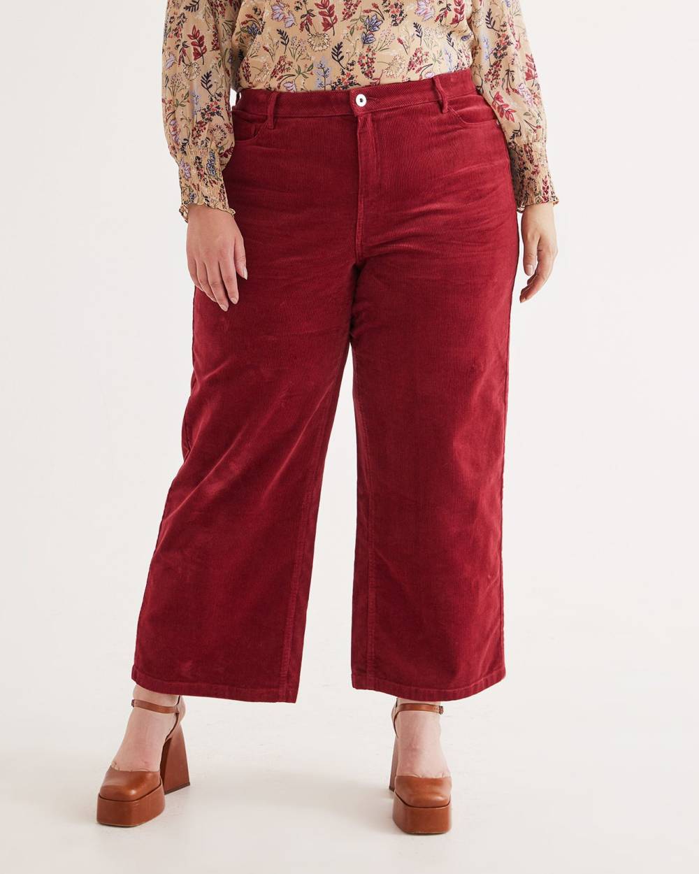 Responsible, Curvy-Fit High-Rise Wide-Leg Corduroy Pant