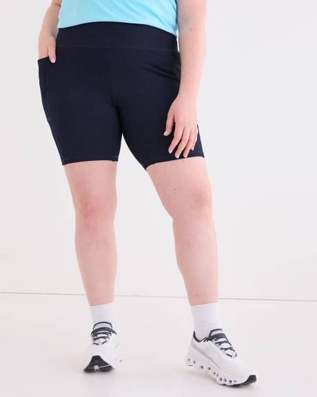 Ribbed Bike Shorts with Pockets - Active Zone