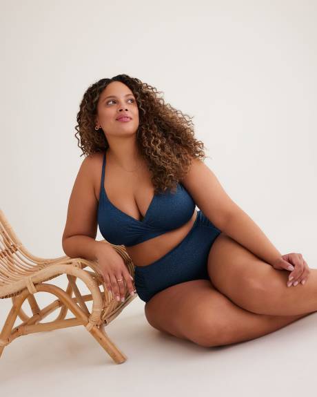 Culotte de maillot en microfibre scintillante avec côtés froncés