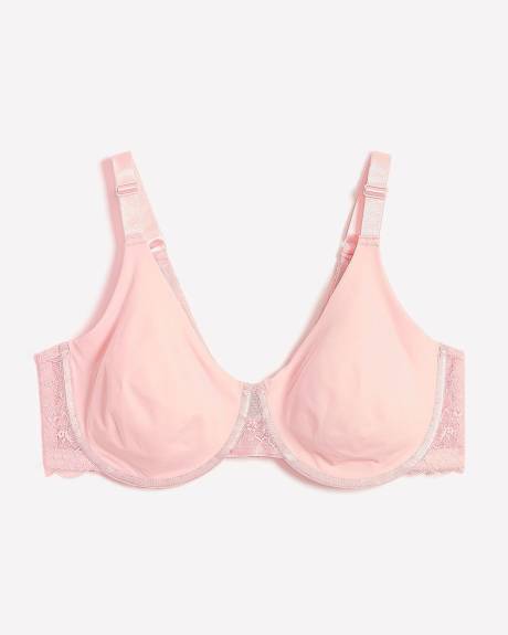 Soutien-gorge rose non doublé avec ailes en dentelle, avec armatures - ti Voglio