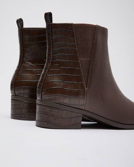 Extra Wide Width, Faux-Leather Bootie with Crocodile Back