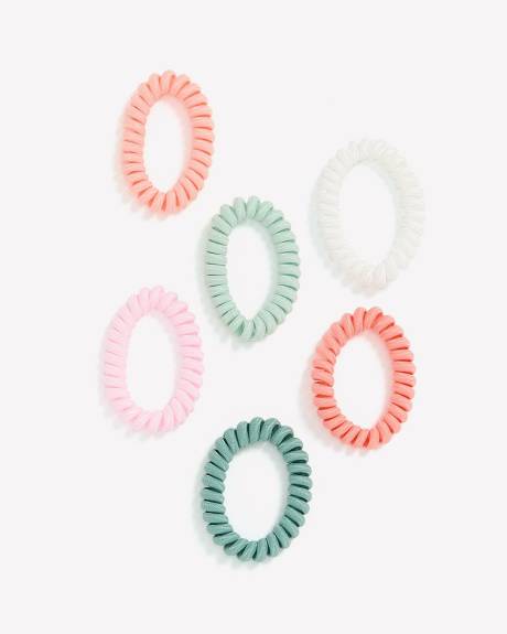 Élastiques à cheveux en spirale, ens. de 6