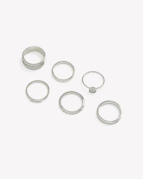 Assorted Paper Glitter Silver Rings, Set of 6