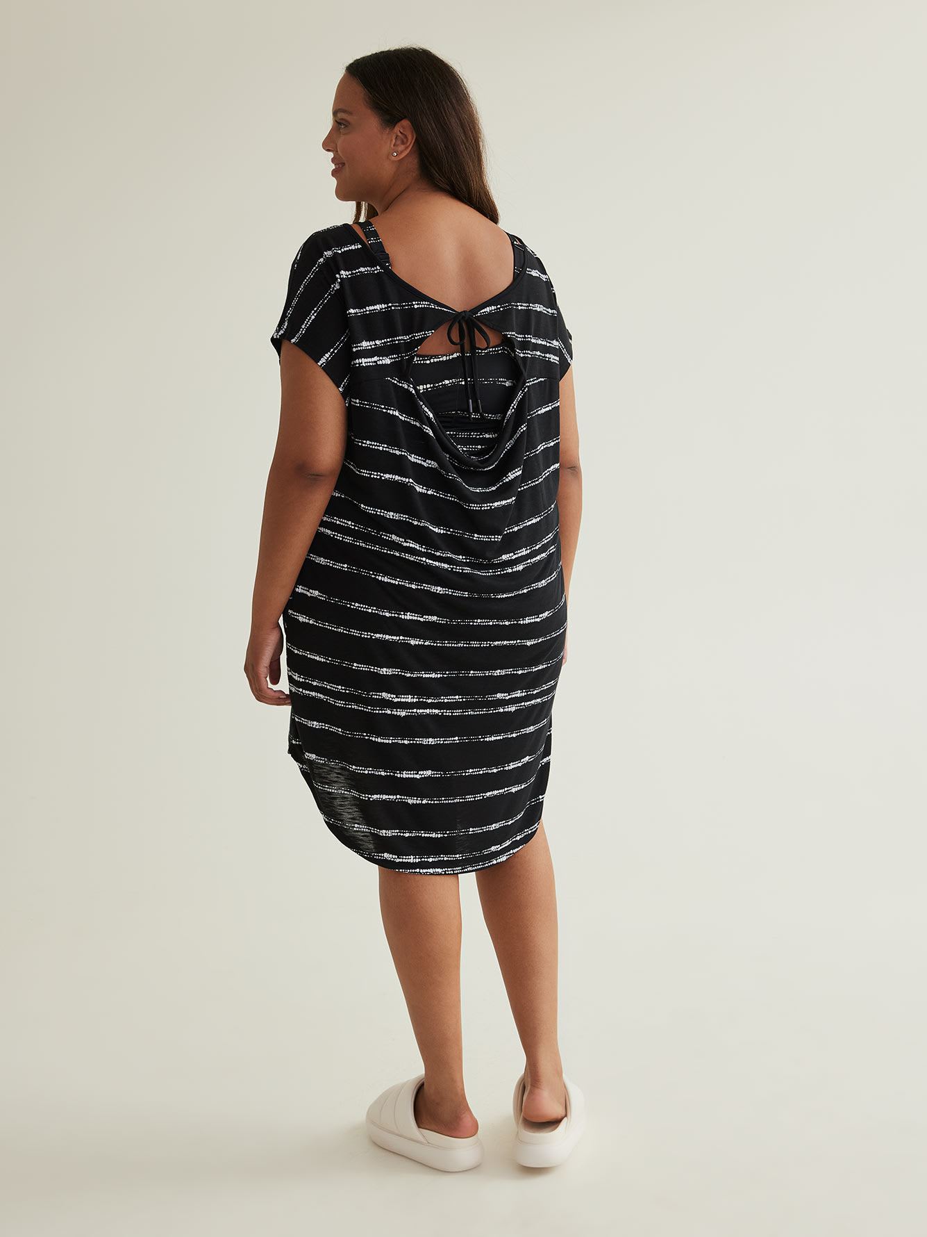 Black Knotted Stripe Knit Cover-Up Dress | Penningtons