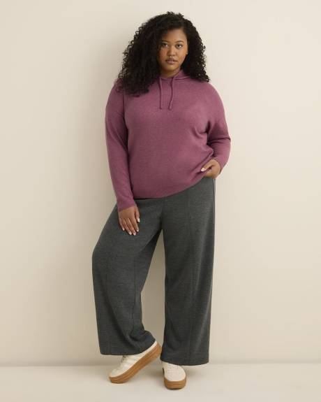 Relaxed-Fit Shaker-Stitch Hooded Sweater