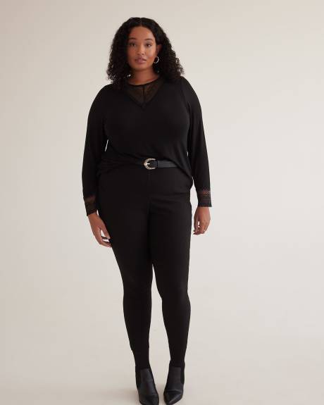 Pantalon ingénieux noir texturé à jambe étroite
