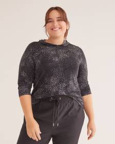 Responsible, Hooded 3/4 Sleeve Knit Top - Active Zone