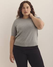 Pull à col rond et manches au coude, tissu responsable