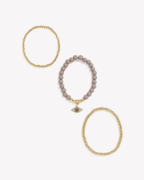 Bracelets élastiques à billes avec pendentif du mauvais oeil, ens. de 4