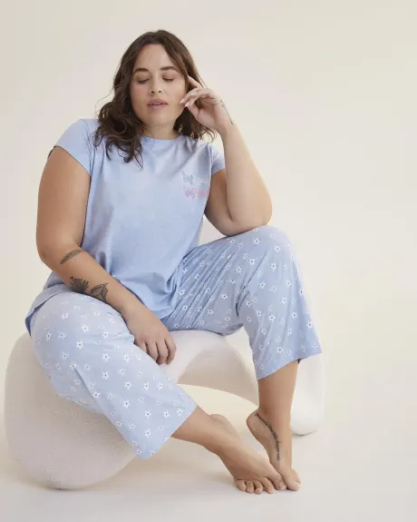 Cap-Sleeve Pyjama Top with Open Crossover Back - ti VOGLIO