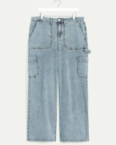 Jean menuisier à jambe évasée, délavé pâle, tissu responsable - Addition Elle
